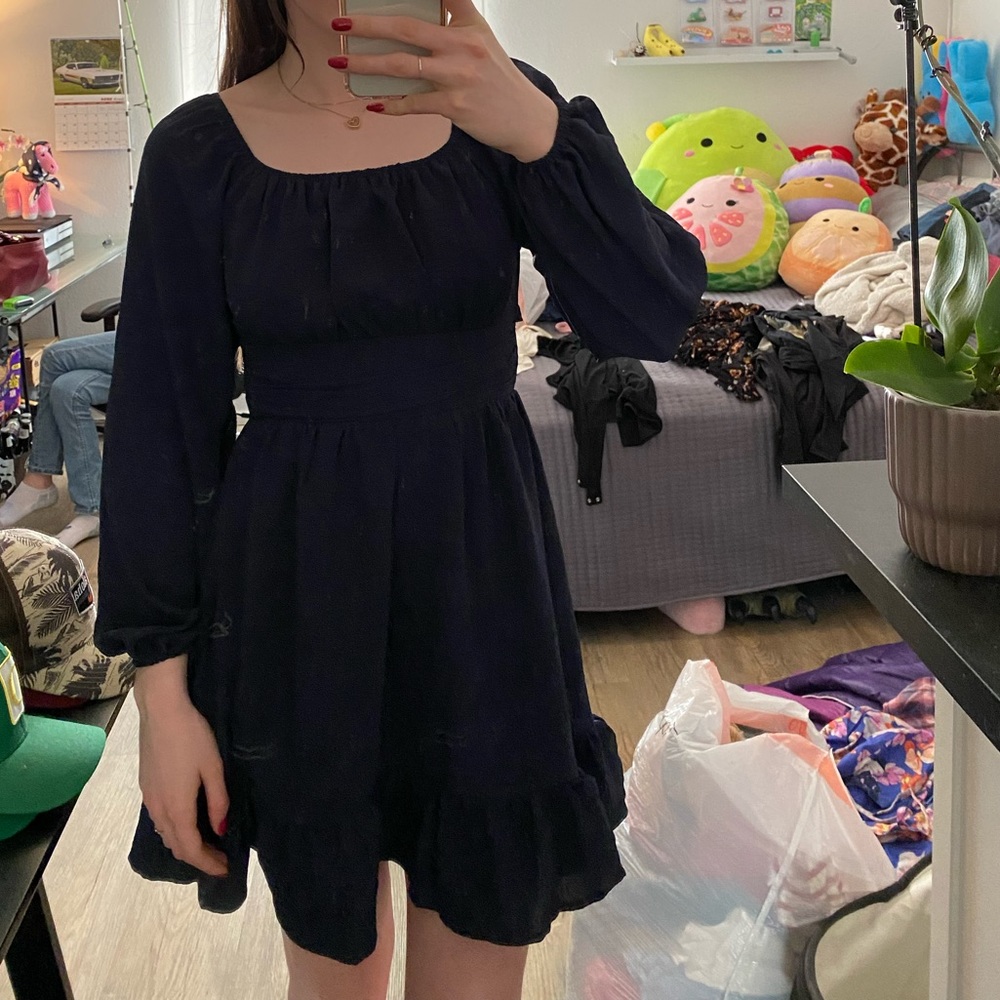 Blue long sleeve dress